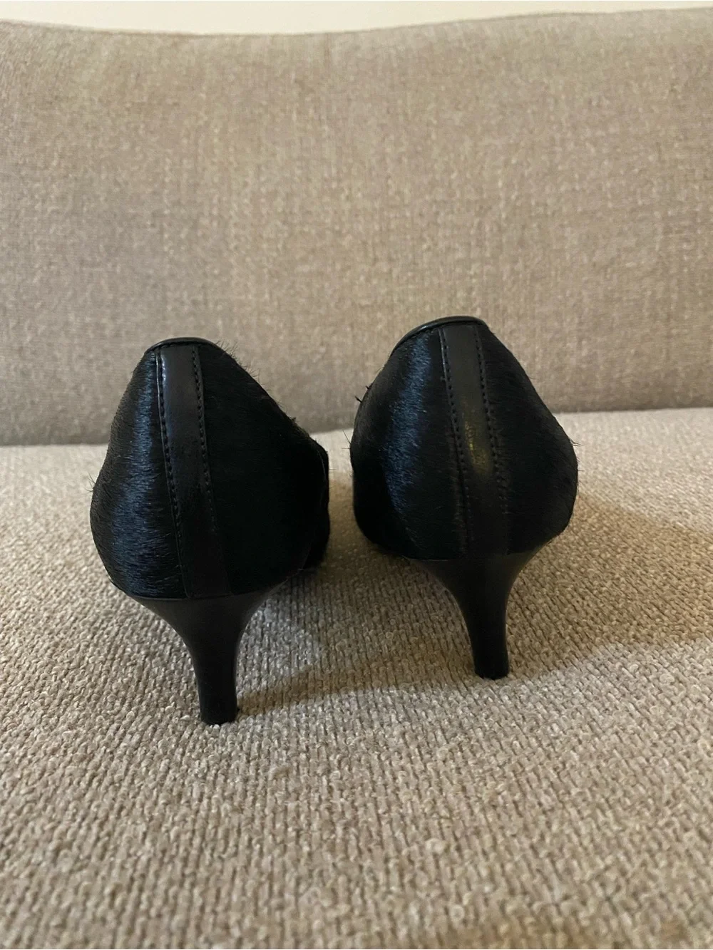 Clarks Black Pointed-Toe Pony Pumps
